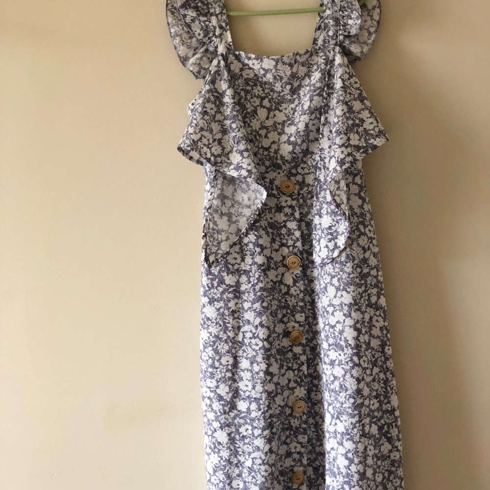 Beautees girls blue white floral summer dress